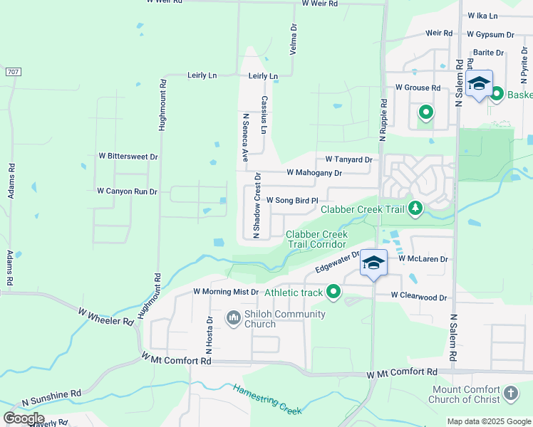 map of restaurants, bars, coffee shops, grocery stores, and more near 2635 North Brush Creek Drive in Fayetteville