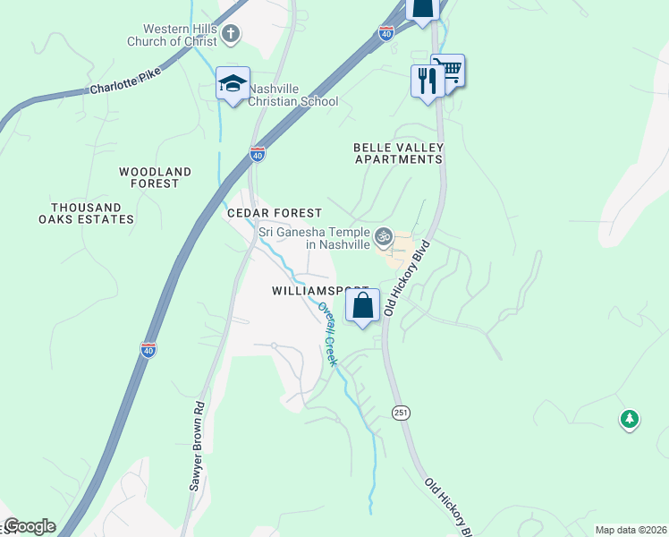 map of restaurants, bars, coffee shops, grocery stores, and more near 725 Briksberry Ct in Nashville