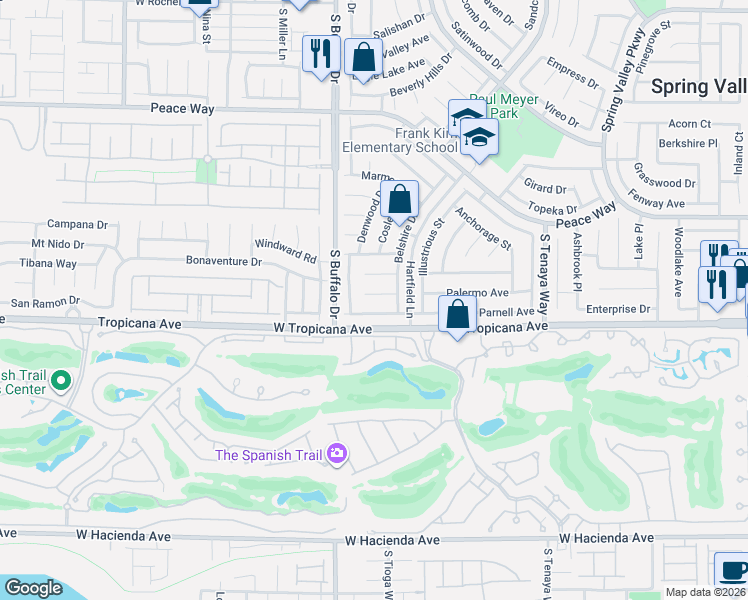 map of restaurants, bars, coffee shops, grocery stores, and more near 7751 Scoby Court in Las Vegas