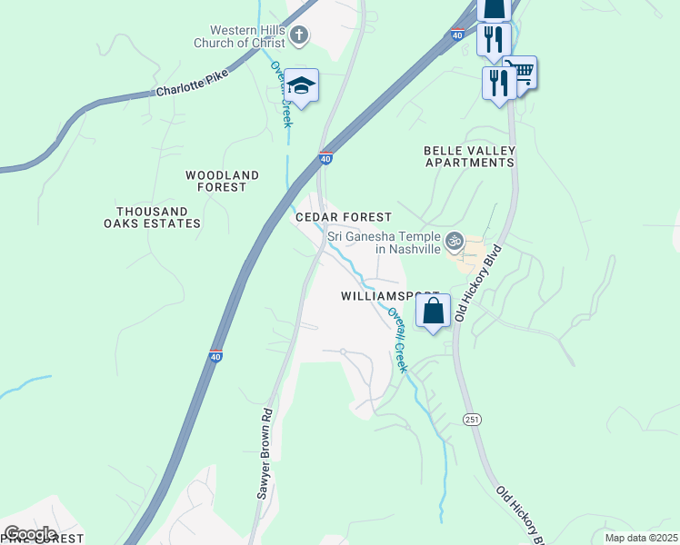 map of restaurants, bars, coffee shops, grocery stores, and more near 620 Williamsport Court in Nashville