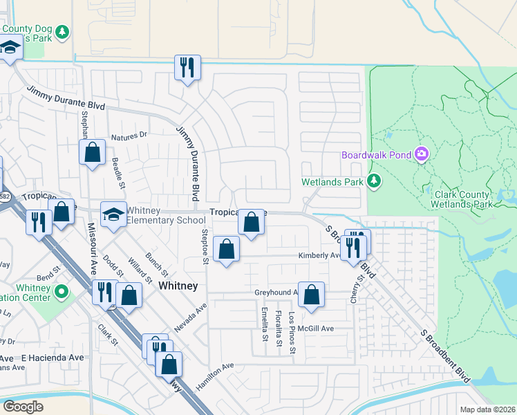 map of restaurants, bars, coffee shops, grocery stores, and more near 6277 Elvido Avenue in Las Vegas