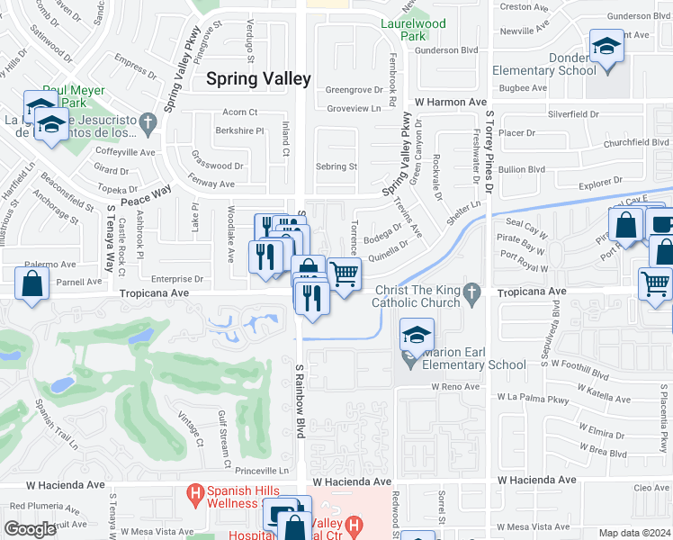 map of restaurants, bars, coffee shops, grocery stores, and more near 4830 Nara Vista Way in Las Vegas