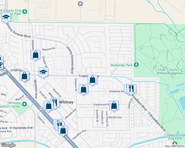 map of restaurants, bars, coffee shops, grocery stores, and more near 6257 Elvido Avenue in Las Vegas