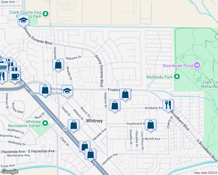 map of restaurants, bars, coffee shops, grocery stores, and more near 6143 Basilone Avenue in Las Vegas