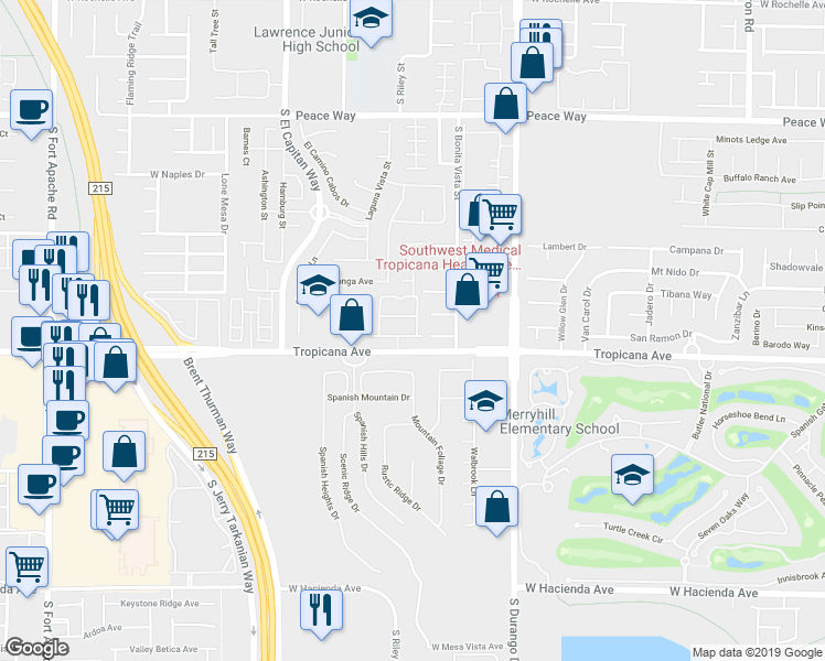 map of restaurants, bars, coffee shops, grocery stores, and more near 8747 Vista Cantera Court in Las Vegas