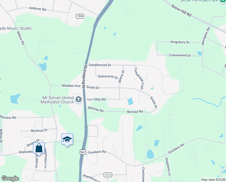 map of restaurants, bars, coffee shops, grocery stores, and more near 146 Smith Drive in Durham