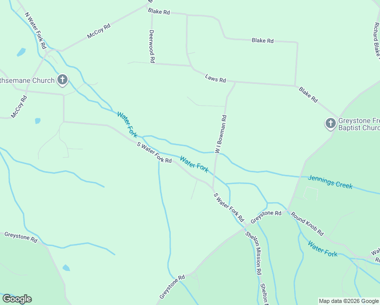 map of restaurants, bars, coffee shops, grocery stores, and more near 895 South Water Fork Road in Greeneville