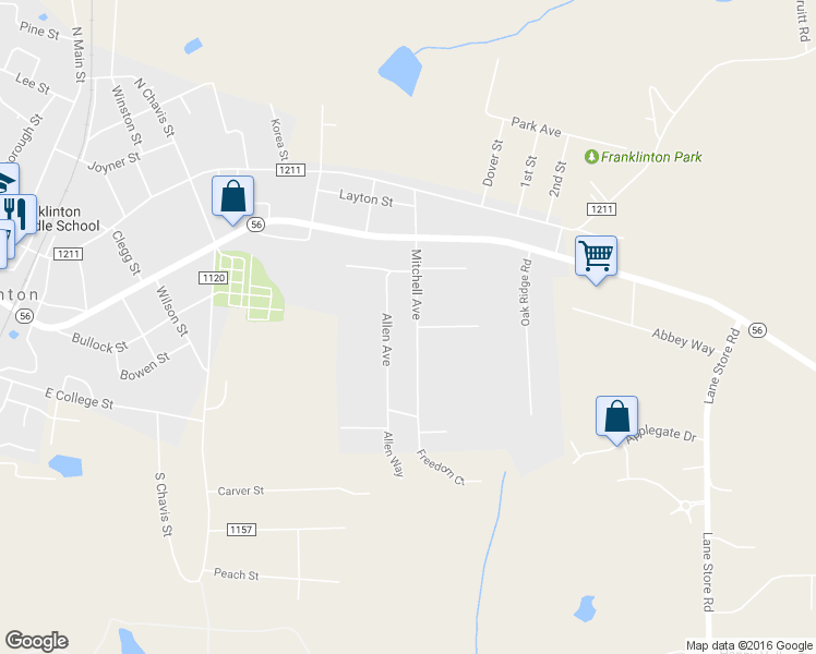 map of restaurants, bars, coffee shops, grocery stores, and more near 410 Mitchell Avenue in Franklinton