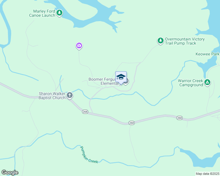 map of restaurants, bars, coffee shops, grocery stores, and more near 434 Boomer Ferguson School Road in Boomer