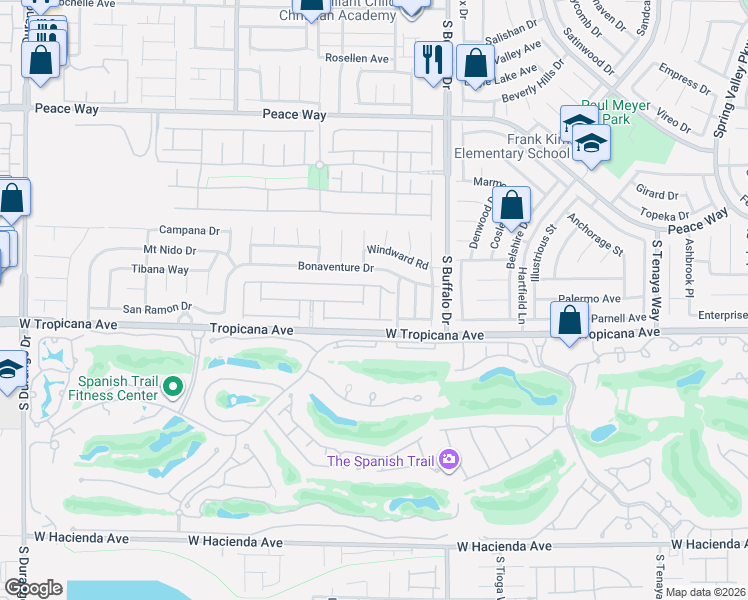 map of restaurants, bars, coffee shops, grocery stores, and more near 4864 Katrina Way in Las Vegas