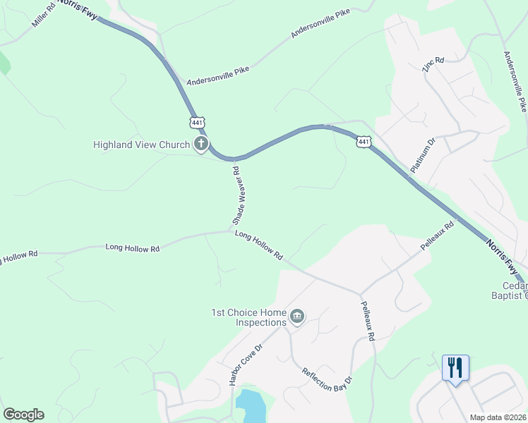 map of restaurants, bars, coffee shops, grocery stores, and more near 8344 Shade Weaver Road in Knoxville