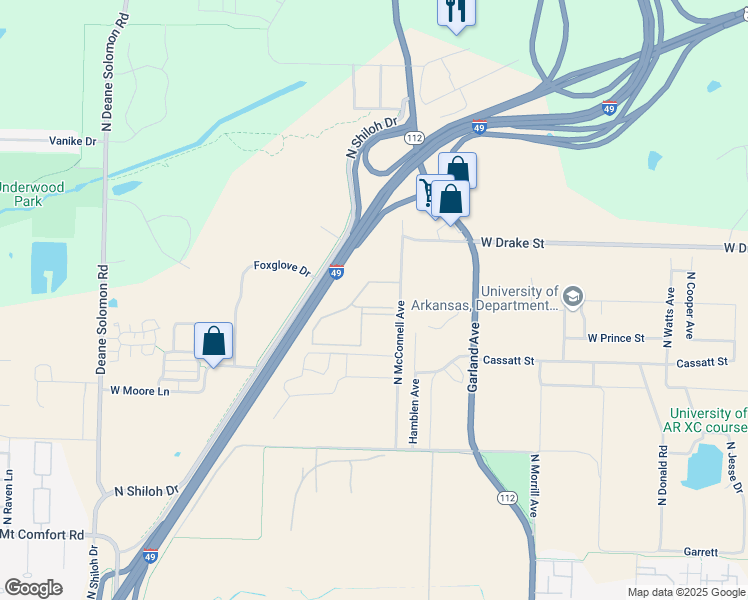 map of restaurants, bars, coffee shops, grocery stores, and more near 1546 Burr Oak Drive in Fayetteville
