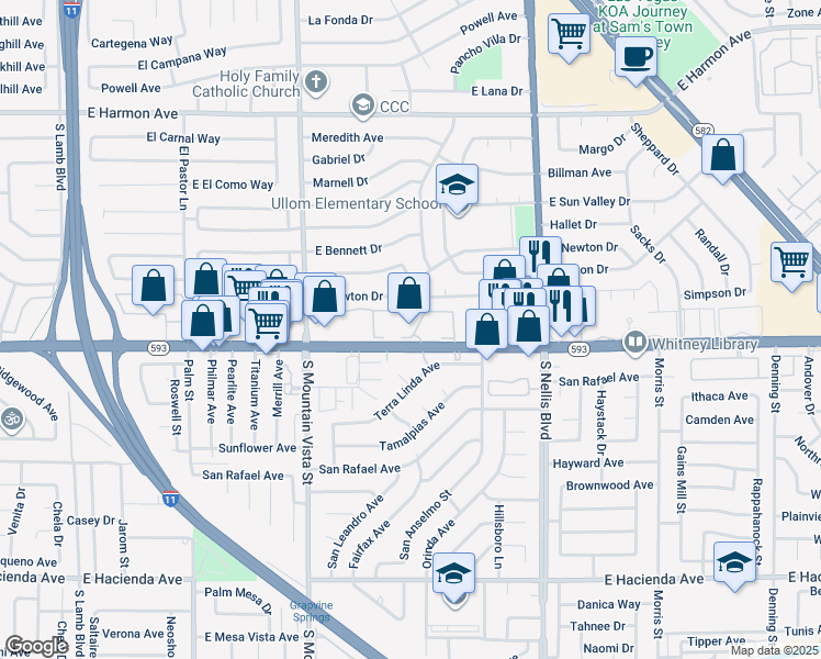 map of restaurants, bars, coffee shops, grocery stores, and more near 4800 East Tropicana Avenue in Las Vegas