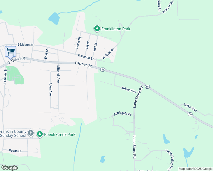 map of restaurants, bars, coffee shops, grocery stores, and more near 133 Abbey Way in Franklinton