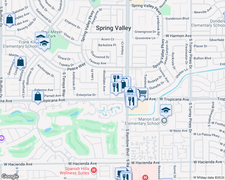 map of restaurants, bars, coffee shops, grocery stores, and more near 4844 Treetrunk Avenue in Las Vegas