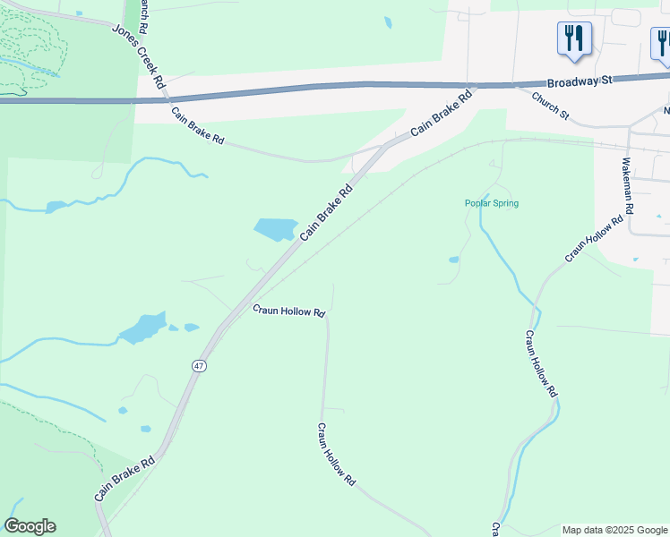 map of restaurants, bars, coffee shops, grocery stores, and more near 1043 Craun Hollow Road in White Bluff