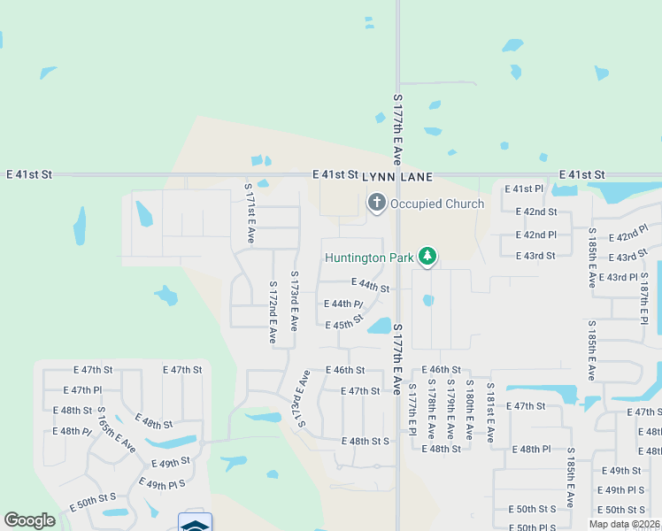 map of restaurants, bars, coffee shops, grocery stores, and more near 17409 East 44th Street in Tulsa