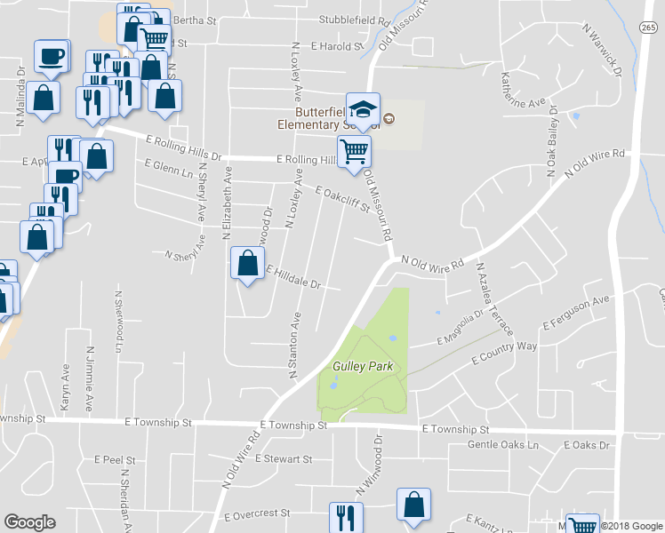 map of restaurants, bars, coffee shops, grocery stores, and more near 2736 North Stagecoach Drive in Fayetteville