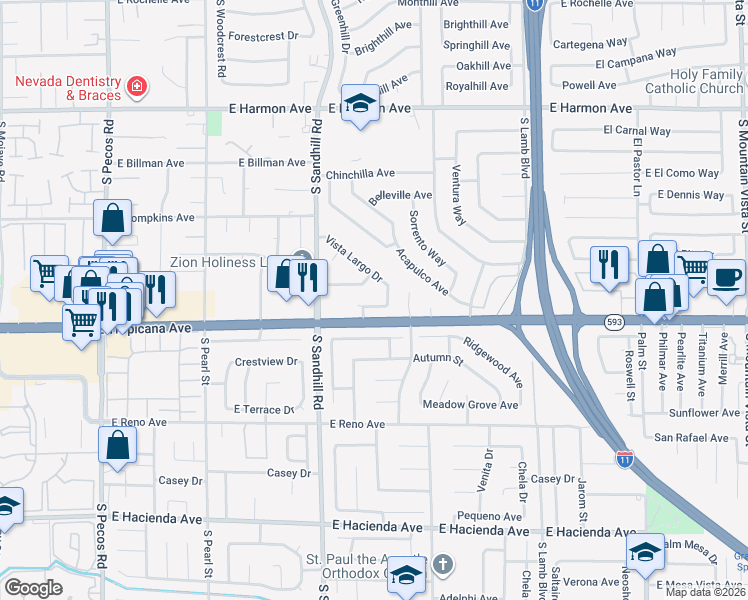 map of restaurants, bars, coffee shops, grocery stores, and more near 3915 Calle De Este in Las Vegas