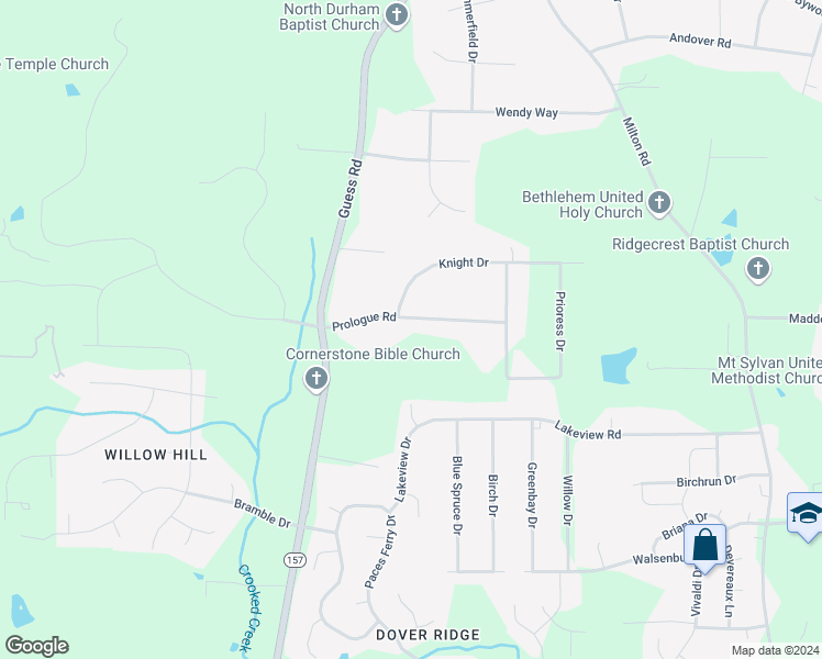 map of restaurants, bars, coffee shops, grocery stores, and more near 917 Prologue Road in Durham