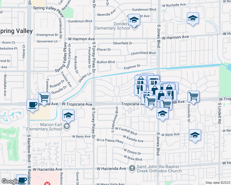 map of restaurants, bars, coffee shops, grocery stores, and more near 424 Galleons West in Las Vegas