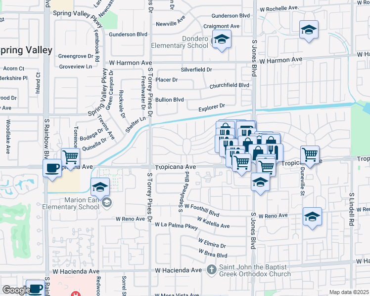 map of restaurants, bars, coffee shops, grocery stores, and more near 424 Galleons West in Las Vegas