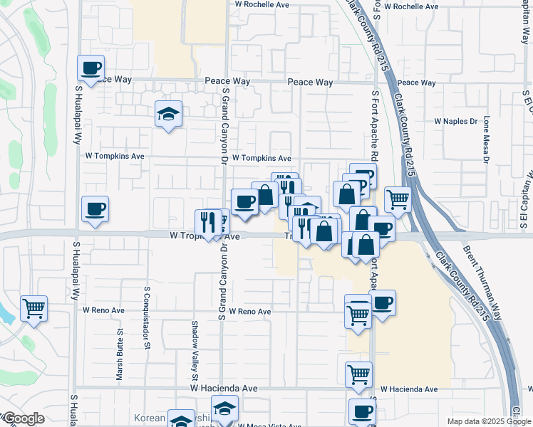 map of restaurants, bars, coffee shops, grocery stores, and more near 9675 Villa Lorena Avenue in Las Vegas