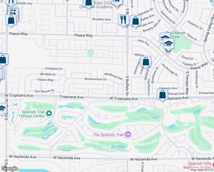 map of restaurants, bars, coffee shops, grocery stores, and more near 4864 Katrina Way in Las Vegas