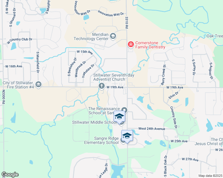 map of restaurants, bars, coffee shops, grocery stores, and more near 1904 South Devin Lea Street in Stillwater