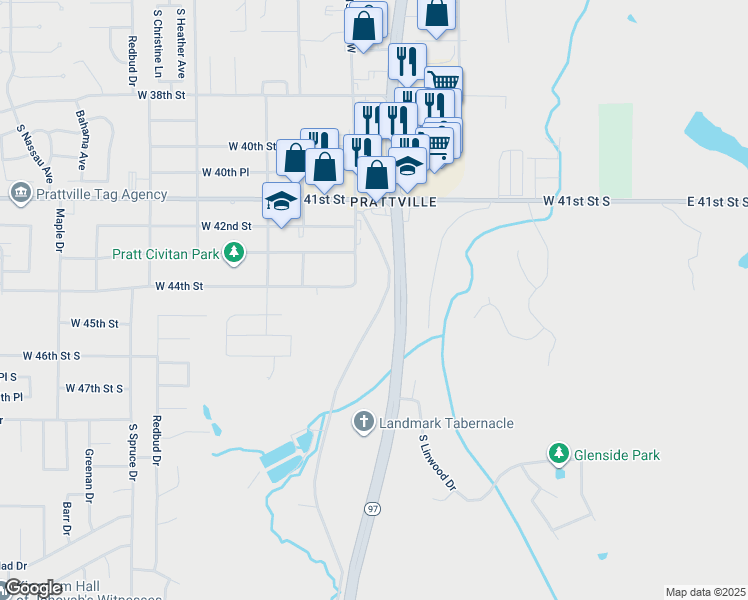 map of restaurants, bars, coffee shops, grocery stores, and more near 4426 Old Sapulpa Road in Sand Springs