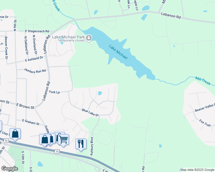 map of restaurants, bars, coffee shops, grocery stores, and more near 421 Mourning Dove Court in Mebane