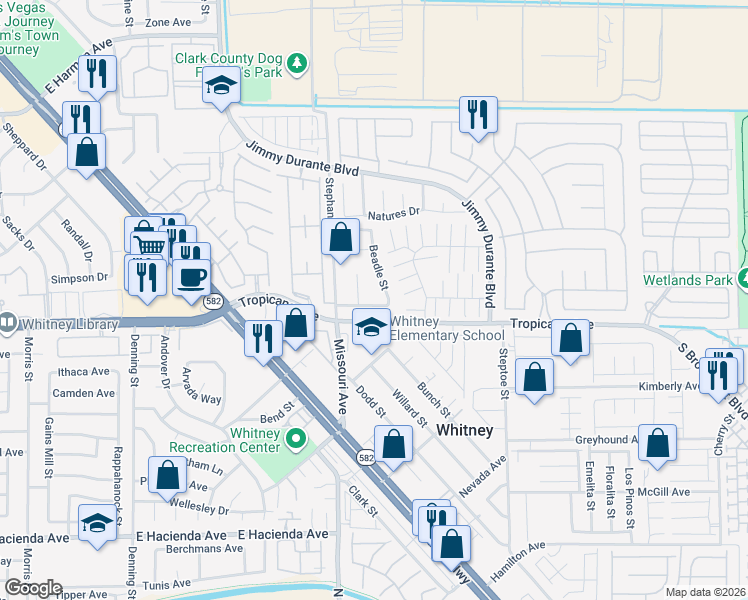 map of restaurants, bars, coffee shops, grocery stores, and more near 5907 Thurgood Avenue in Las Vegas