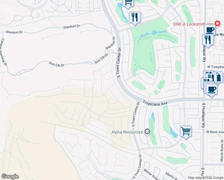 map of restaurants, bars, coffee shops, grocery stores, and more near 4840 Blushing Hills Street in Las Vegas