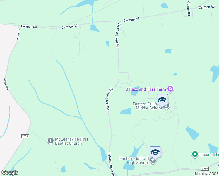 map of restaurants, bars, coffee shops, grocery stores, and more near 179 Painter Lakes Road in Gibsonville