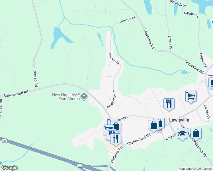 map of restaurants, bars, coffee shops, grocery stores, and more near 8355 Troxaway Court in Lewisville