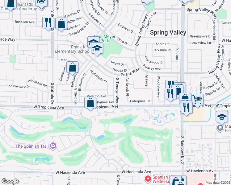 map of restaurants, bars, coffee shops, grocery stores, and more near 4824 Beaconsfield Street in Las Vegas