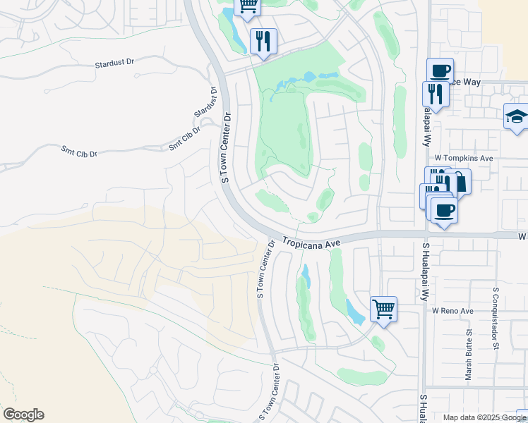 map of restaurants, bars, coffee shops, grocery stores, and more near 4874 Denaro Drive in Las Vegas