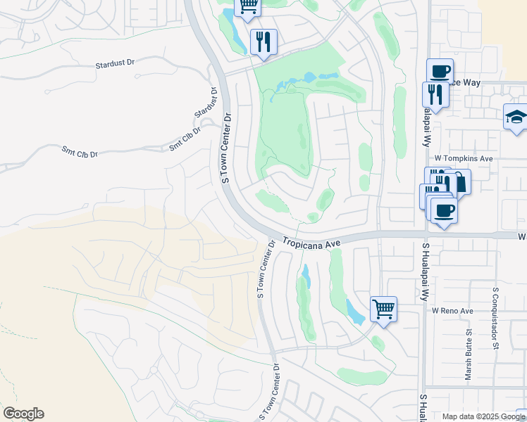 map of restaurants, bars, coffee shops, grocery stores, and more near 4874 Denaro Drive in Las Vegas
