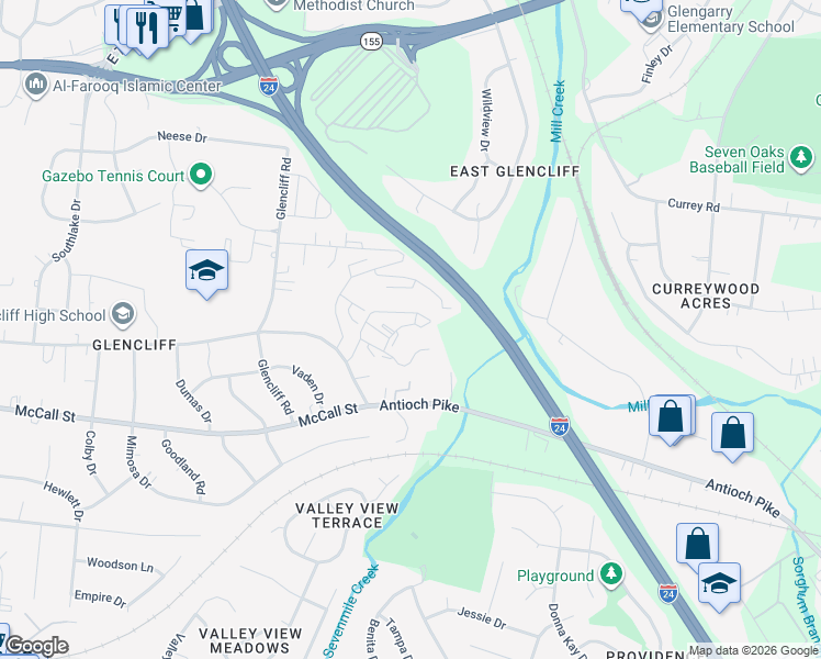 map of restaurants, bars, coffee shops, grocery stores, and more near 231 Bridgeway Circle in Nashville