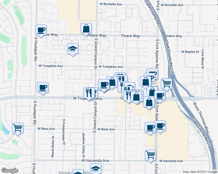 map of restaurants, bars, coffee shops, grocery stores, and more near 9708 Villa Lorena Avenue in Las Vegas