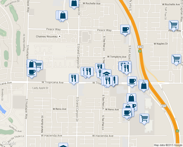 map of restaurants, bars, coffee shops, grocery stores, and more near 9675 Moonlit Sky Avenue in Las Vegas