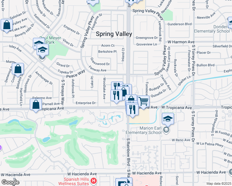 map of restaurants, bars, coffee shops, grocery stores, and more near 6987 Royal Meadow Place in Las Vegas