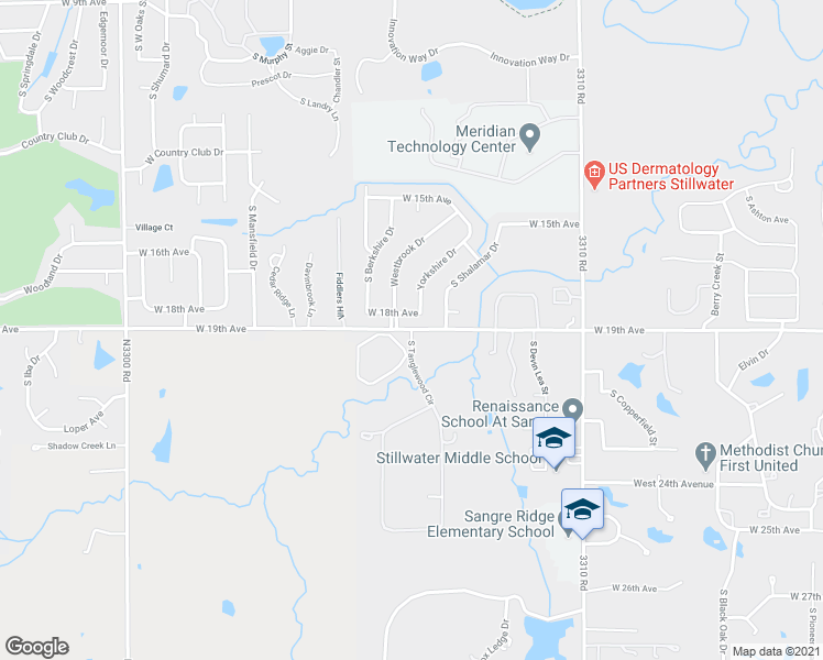 map of restaurants, bars, coffee shops, grocery stores, and more near West 19th Avenue in Stillwater