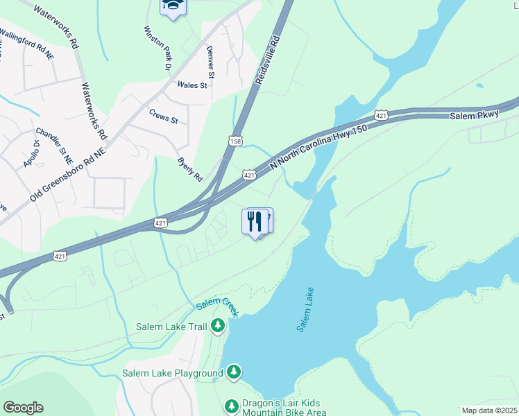 map of restaurants, bars, coffee shops, grocery stores, and more near 203 Stedman Street in Winston-Salem