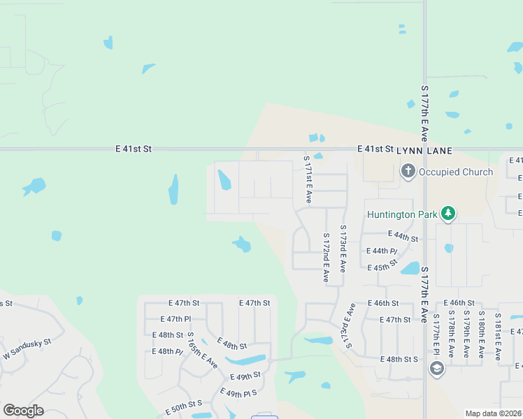 map of restaurants, bars, coffee shops, grocery stores, and more near 16712 East 42nd Place in Tulsa
