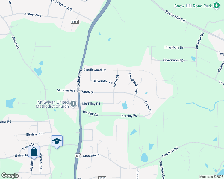 map of restaurants, bars, coffee shops, grocery stores, and more near 155 Smith Drive in Durham