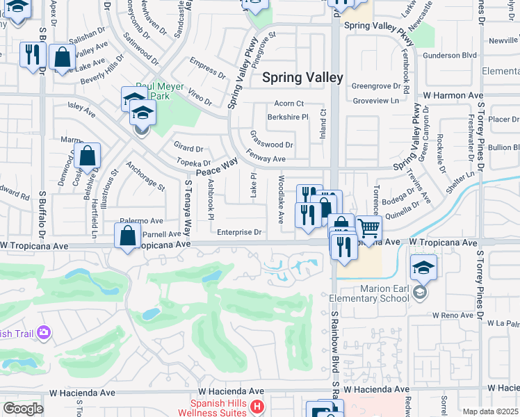 map of restaurants, bars, coffee shops, grocery stores, and more near 7127 Limestone Road in Las Vegas