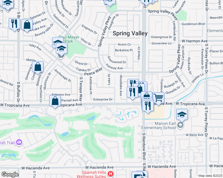 map of restaurants, bars, coffee shops, grocery stores, and more near 7127 Limestone Road in Las Vegas