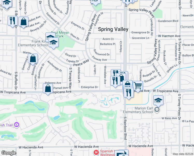 map of restaurants, bars, coffee shops, grocery stores, and more near 7136 Limestone Road in Las Vegas