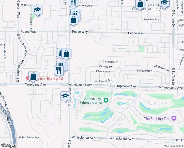 map of restaurants, bars, coffee shops, grocery stores, and more near 4820 Pearlman Lane in Las Vegas